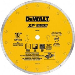 DeWALT - 10" Diam, 5/8" Arbor Hole Diam, Wet & Dry Cut Saw Blade - Diamond-Tipped, Standard Round Arbor - Benchmark Tooling