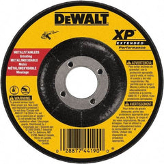 DeWALT - 24 Grit, 9" Wheel Diam, 1/4" Wheel Thickness, 7/8" Arbor Hole, Type 27 Depressed Center Wheel - Zirconia Alumina, Resinoid Bond, 6,600 Max RPM, Compatible with Angle Grinder - Benchmark Tooling