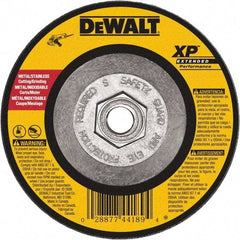 DeWALT - 24 Grit, 6" Wheel Diam, 1/4" Wheel Thickness, Type 27 Depressed Center Wheel - Zirconia Alumina, Resinoid Bond, 10,100 Max RPM, Compatible with Angle Grinder - Benchmark Tooling