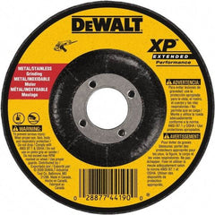 DeWALT - 24 Grit, 6" Wheel Diam, 1/4" Wheel Thickness, 7/8" Arbor Hole, Type 27 Depressed Center Wheel - Zirconia Alumina, Resinoid Bond, 10,100 Max RPM, Compatible with Angle Grinder - Benchmark Tooling