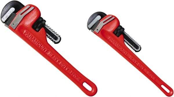 Paramount - 2 Piece, 0" to 1" & 0" to 2", Straight Pipe Wrench Set - Inch Measurement Standard - Benchmark Tooling