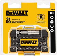 DeWALT - 31 Piece, 1/4" Drive Screwdriver Bit Set - #1, #2 & #3 Phillips, #1, #2 & #3 Square Recess, #6, #8 & #10 Slotted - Benchmark Tooling