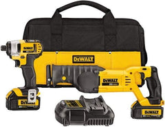 DeWALT - 2 Piece 20 Volt Cordless Tool Combination Kit - Includes 1/4" Impact Driver, Reciprocating Saw, Fast Charger, Contractor Bag & Belt Hook, Lithium-Ion - Benchmark Tooling