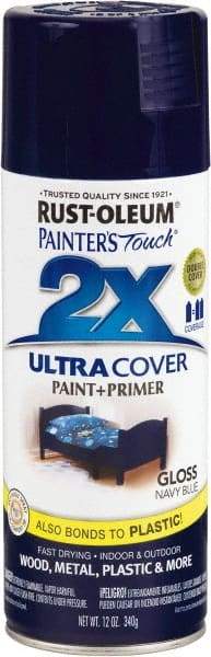 Rust-Oleum - Navy Blue, Gloss, Enamel Spray Paint - 8 Sq Ft per Can, 12 oz Container, Use on Multipurpose - Benchmark Tooling