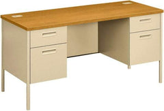 Hon - 60" Long x 29-1/2" High x 24" Deep, 4 Drawer Kneespace Credenza - Harvest/Putty (Color), Laminate Top - Benchmark Tooling