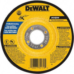 DeWALT - 30 Grit, 5" Wheel Diam, 1/4" Wheel Thickness, 7/8" Arbor Hole, Type 27 Depressed Center Wheel - Aluminum Oxide, 12,200 Max RPM, Compatible with Angle Grinder - Benchmark Tooling