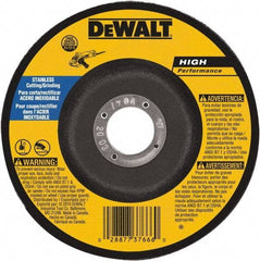 DeWALT - 30 Grit, 9" Wheel Diam, 1/8" Wheel Thickness, 7/8" Arbor Hole, Type 27 Depressed Center Wheel - Aluminum Oxide, 6,600 Max RPM, Compatible with Angle Grinder - Benchmark Tooling