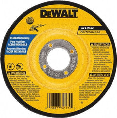 DeWALT - 30 Grit, 7" Wheel Diam, 1/4" Wheel Thickness, 7/8" Arbor Hole, Type 27 Depressed Center Wheel - Aluminum Oxide, 8,700 Max RPM, Compatible with Angle Grinder - Benchmark Tooling
