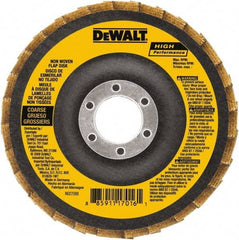 DeWALT - 4-1/2" Disc Diam, 7/8" Center Hole, Type 27 Aluminum Oxide Flap Disc - 13,300 Max RPM, Fiberglass Backing, Arbor Attaching System, Non-Woven - Benchmark Tooling