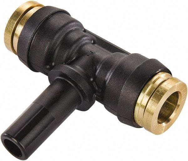 Parker - 1/4" Tube OD, Composite Push-to-Connect Tube Plug-In Branch Tee - Tube to Stem Connection, 250 Max psi, Buna-N O-Ring, -40 to 200°F Working Temp - Benchmark Tooling