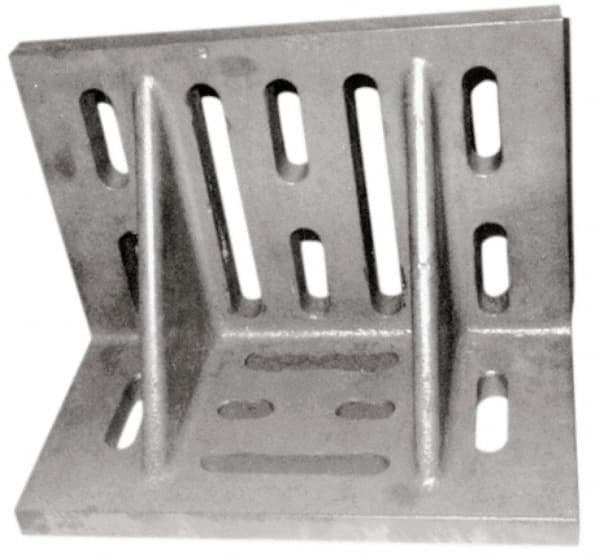 Suburban Tool - 16" Wide x 9" Deep x 12" High Cast Iron Machined Angle Plate - Slotted Plate, Through-Slots on Surface, Double Web, 1-1/8" Thick, Single Plate - Benchmark Tooling