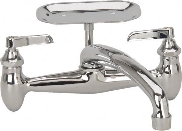 B&K Mueller - Spout with Soap Dish, Two Handle Design, Chrome, Industrial and Laundry Faucet - Lever Handle - Benchmark Tooling