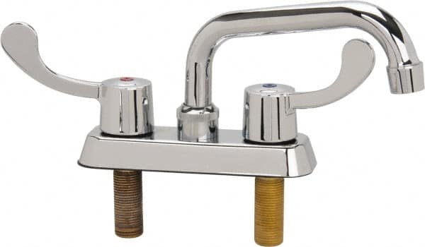 B&K Mueller - Standard, Two Handle Design, Chrome, Deck Mount, Laundry Faucet - 6 Inch Spout, Wrist Blade Handle - Benchmark Tooling