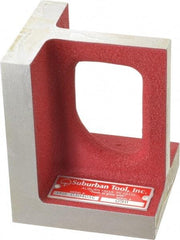 Suburban Tool - 1 Hole, 5" High x 3-3/4" Wide x 4" Deep, Right Angle Iron - Cast Iron, Precision Ground, 3/4" Thick, Parallel to within 0.00025" per 6", Square to within 0.0005" per 6" - Benchmark Tooling