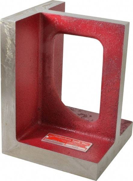 Suburban Tool - 1 Hole, 8" High x 6" Wide x 6" Deep, Right Angle Iron - Cast Iron, Precision Ground, 1" Thick, Parallel to within 0.00025" per 6", Square to within 0.0005" per 6" - Benchmark Tooling