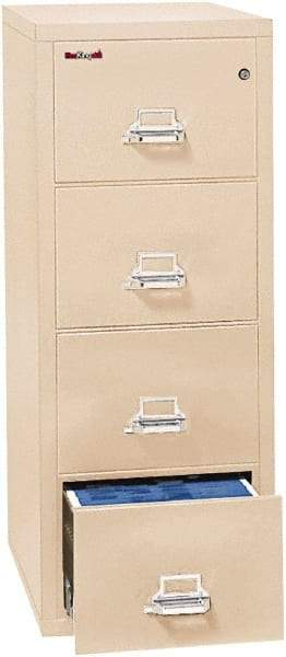 FireKing - 20.81" Wide x 52-3/4" High x 31-9/16" Deep, 4 Drawer Vertical File - Steel, Parchment - Benchmark Tooling