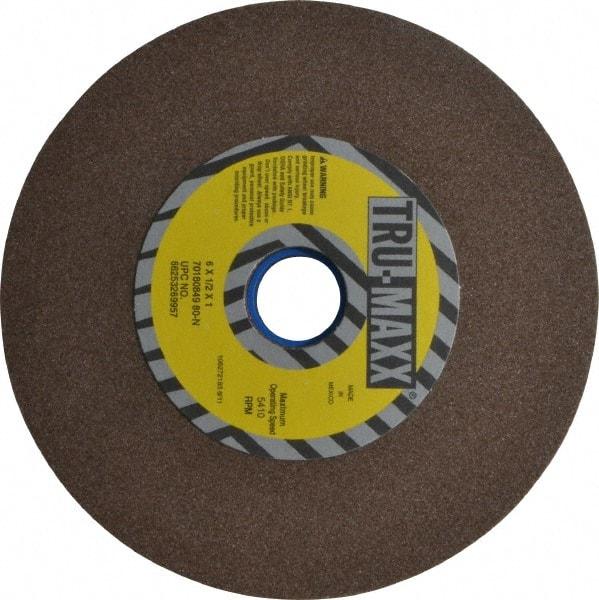 Tru-Maxx - 80 Grit Aluminum Oxide Bench & Pedestal Grinding Wheel - 6" Diam x 1" Hole x 1/2" Thick, 5410 Max RPM, O Hardness, Medium Grade , Vitrified Bond - Benchmark Tooling