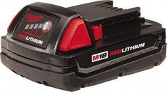 Milwaukee Tool - 18 Volt Lithium-Ion Power Tool Battery - 1.5 Ahr Capacity, 1/2 hr Charge Time, Series M18 RED - Benchmark Tooling