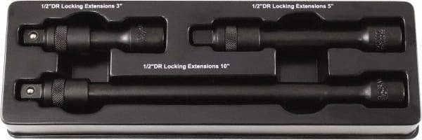 Paramount - 1/2" Drive Socket Impact Locking Extension Set - 3 Pieces, Includes 3, 5, 10" Lengths - Benchmark Tooling