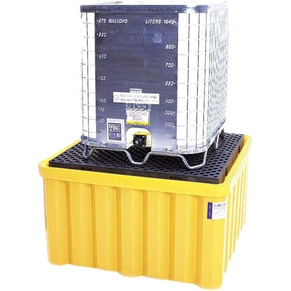 UltraTech - 400 Gal Sump, 8,000 Lb Capacity, Polyethylene Spill Deck or Pallet - 59" Long x 59" Wide x 33" High, Drain Included, 1 Tank Drum Configuration - Benchmark Tooling