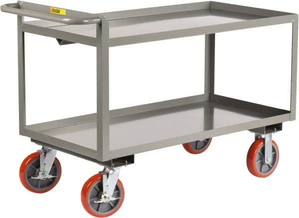 Little Giant - 3,600 Lb Capacity, 30" Wide x 54" Long x 36" High Shelf Cart - 2 Shelf, Steel, 2 Rigid/2 Swivel Casters - Benchmark Tooling