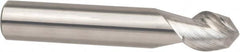Accupro - 1" Diam, 1-1/4" LOC, 2 Flute Solid Carbide Ball End Mill - ZrN Finish, Single End, 5" OAL, 1" Shank Diam, Spiral Flute - Benchmark Tooling