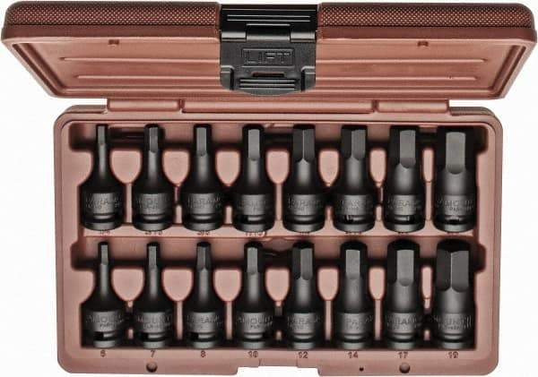 Paramount - 16 Piece 1/2" Drive Inch/Metric Impact Hex Bit Socket Set - 1/4 to 3/4" Hex - Benchmark Tooling