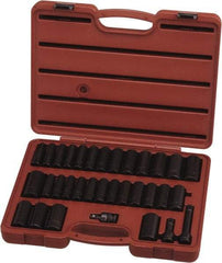 Paramount - 33 Piece 1/2" Drive Standard Deep Impact Socket Set - 6 Points, 3/8 to 1-1/4", 10 to 27mm, Inch/Metric Measurement Standard - Benchmark Tooling