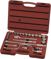 Paramount - 26 Piece 1/2" Drive Chrome Vanadium Finish Socket Set - 12 Points, 3/8" to 1-1/4" Range, Inch Measurement Standard - Benchmark Tooling