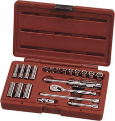 Paramount - 21 Piece 1/4" Drive Chrome Vanadium Finish Deep Well Socket Set - 6 Points, 3/16" to 1/2" Range, Inch Measurement Standard - Benchmark Tooling