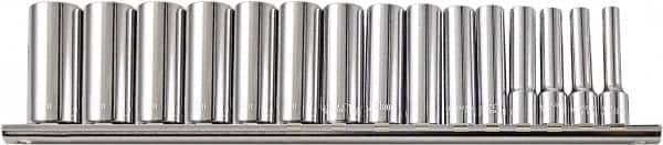 Paramount - 15 Piece 1/2" Drive Chrome Vanadium Finish Deep Well Socket Set - 12 Points, 3/8" to 1-1/4" Range, Inch Measurement Standard - Benchmark Tooling