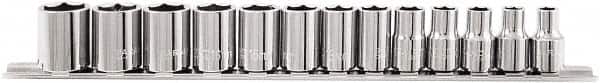 Paramount - 13 Piece 3/8" Drive Chrome Vanadium Finish Socket Set - 6 Points, 7mm to 19mm Range, Metric Measurement Standard - Benchmark Tooling