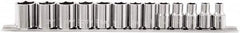 Paramount - 13 Piece 3/8" Drive Chrome Vanadium Finish Socket Set - 6 Points, 7mm to 19mm Range, Metric Measurement Standard - Benchmark Tooling