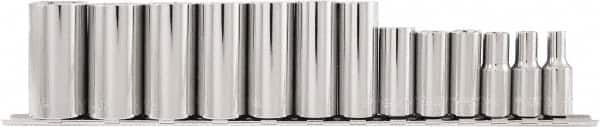 Paramount - 13 Piece 3/8" Drive Chrome Vanadium Finish Deep Well Socket Set - 6 Points, 1/4" to 1" Range, Inch Measurement Standard - Benchmark Tooling