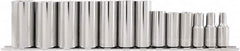 Paramount - 13 Piece 3/8" Drive Chrome Vanadium Finish Deep Well Socket Set - 6 Points, 1/4" to 1" Range, Inch Measurement Standard - Benchmark Tooling