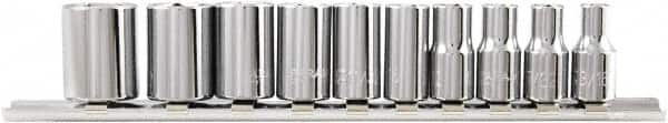 Paramount - 10 Piece 1/4" Drive Chrome Vanadium Finish Socket Set - 6 Points, 3/16" to 9/16" Range, Inch Measurement Standard - Benchmark Tooling