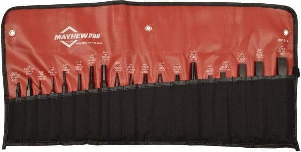 Mayhew - 19 Piece Punch & Chisel Set - 1/8 to 3/4" Chisel, 1/8 to 3/8" Punch, Hexagon Shank - Benchmark Tooling