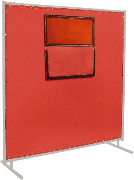 Steiner - 6' High x 6' Wide x 0.016" Thick Fiberglass & Vinyl Welding Curtain - Red, Grommet - Benchmark Tooling