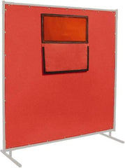 Steiner - 6' High x 6' Wide x 0.016" Thick Fiberglass & Vinyl Welding Curtain - Red, Grommet - Benchmark Tooling