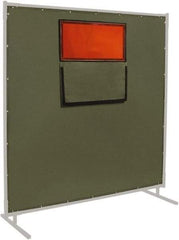 Steiner - 6' High x 8' Wide x 0.012" Thick Cotton Duck & Vinyl Welding Curtain - Olive & Orange, Grommet - Benchmark Tooling