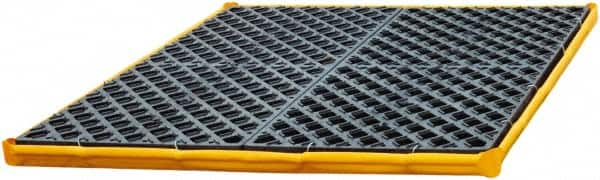 UltraTech - 55 Gal Sump, 2,400 Lb Capacity, 4 Drum, Polyethylene Spill Deck or Pallet - 48" Long x 48" Wide x 7" High, Yellow and Black, Drain Included, Low Profile, 2 x 2 Drum Configuration - Benchmark Tooling