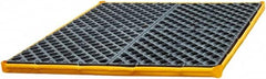 UltraTech - 22 Gal Sump, 6,000 Lb Capacity, 4 Drum, Polyethylene Spill Deck or Pallet - 48" Long x 48" Wide x 2-1/2" High, Yellow and Black, Low Profile, 2 x 2 Drum Configuration - Benchmark Tooling