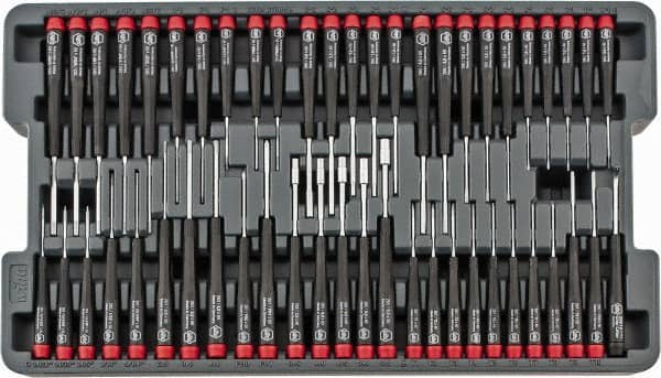 Wiha - 51 Piece Hex, Nut Driver, Phillips, Slotted & Torx Screwdriver Set - Bit Sizes: Hex SAE 0.028, 0.035, 0.05, 1/16, 5/64, 3/32, 7/64, 1/8, 9/64 & 5/32, Philips #000 to #1, Torx T1, T2, T3, T4, T5, T6, T7, T8, T9 & T10 - Benchmark Tooling