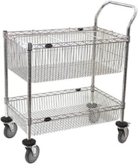 Value Collection - 300 Lb Capacity, 18" Wide x 30" Long x 40" High Mail Cart - 2 Shelf, Steel, 2 Rigid/2 Swivel Casters - Benchmark Tooling