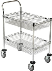 Value Collection - 300 Lb Capacity, 18" Wide x 30" Long x 40" High Wire Cart - 2 Shelf, Steel, 2 Rigid/2 Swivel Casters - Benchmark Tooling