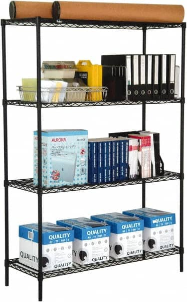 Value Collection - 4 Shelf Wire Shelving Unit - 24" Wide x 24" Deep x 74" High, - Benchmark Tooling