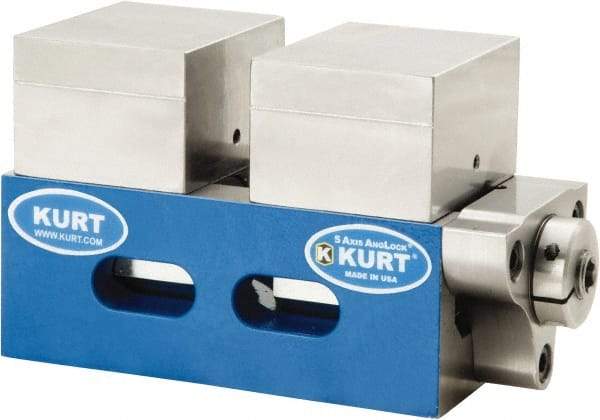 Kurt - 4" Jaw Width, 3-1/2" High x 8" Long x 4" Wide Vise - For Use with 5 Axis Workholding Systems - Benchmark Tooling