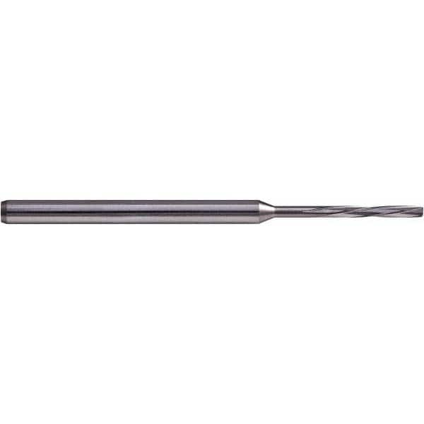 Chucking Reamer: 0.0098″ Dia, 1.9685″ OAL, 0.1181″ Flute Length, Straight Shank, Solid Carbide 4 Flute, RH