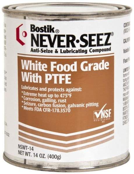 Bostik - 14 oz Can High Temperature Anti-Seize Lubricant - With PTFE, -5 to 475°F, White, Food Grade, Water Resistant - Benchmark Tooling