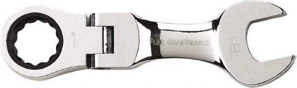 GearWrench - 18mm 12 Point Flexhead Combination Wrench - Chrome Vanadium Steel, Full Polish Finish - Benchmark Tooling